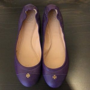 Tory Burch Ballerina Flats York Purple Cap Toe 7.5